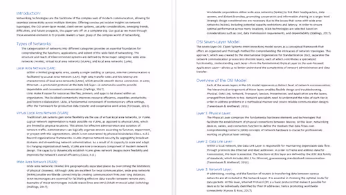 Networking Technologies Report