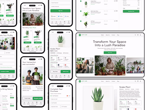Leafy Lane E-Commerce App & Web Design & Prototype
