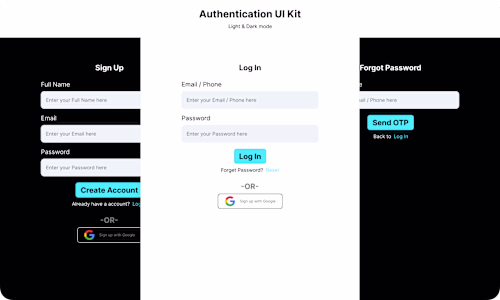 Authentication UI kit including sign-in,