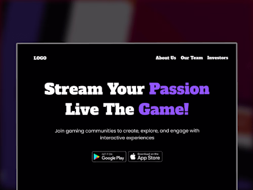 Branding Website Design for a Game Streaming App