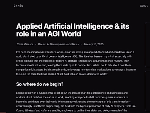 Applied Artificial Intelligence & its role in an AGI World