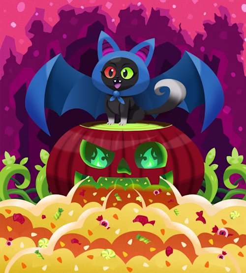 Halloween Wine Illustration