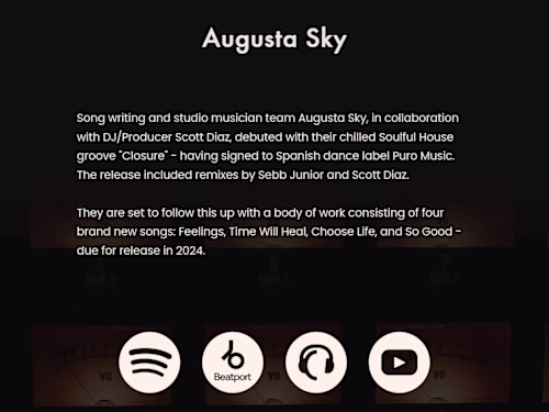 A Central Hub Landing Page for a Musical Artist