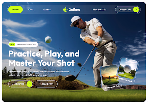 Golfero – Modern Golf Club Web UI Design A clean and modern ...