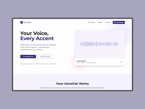 VoiceFair – Voice Transformation App (🏆Hackathon Winner)
