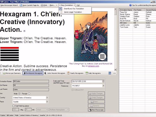 Four Pillars of Wisdom. Chinese I Ching Astrology Software.