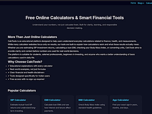 CalcTools.co.in (http://CalcTools.co.in) - Utility Tool Suite