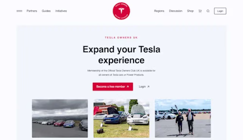 Tesla owners UK website UI developer