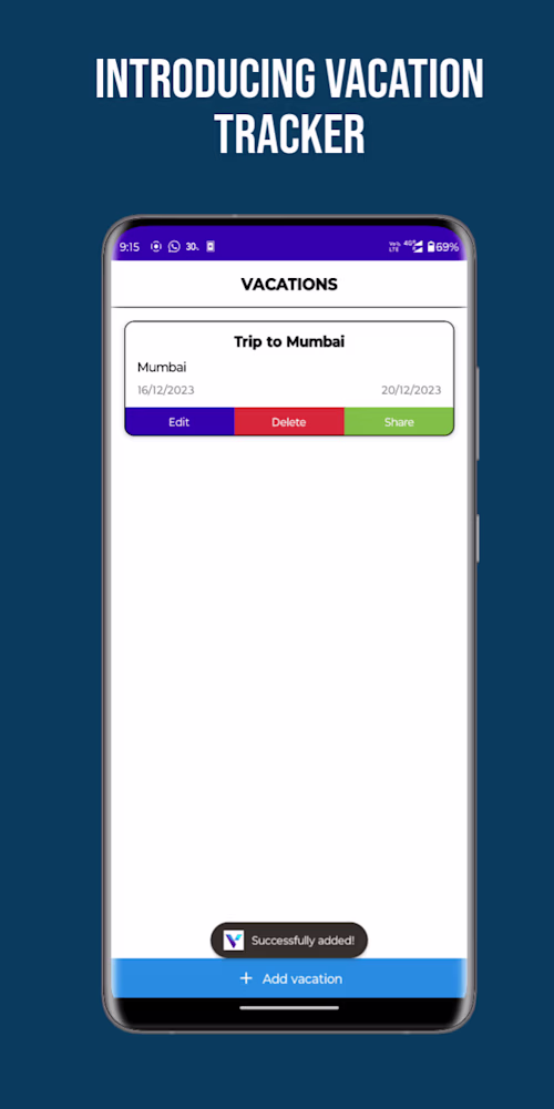 Fullstack Vacation Tracker Android App