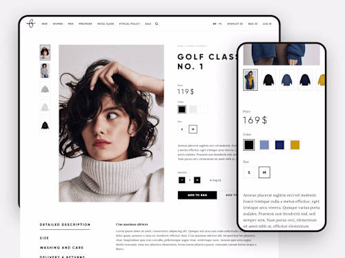 Ecommerce website interface