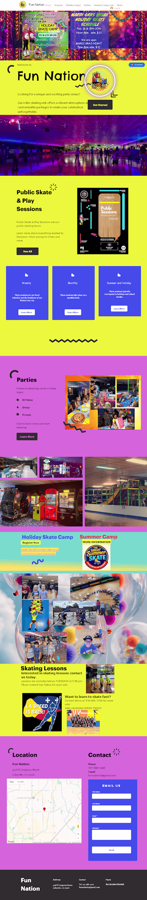 Fun Nation Skating Entertainment Website Redesign