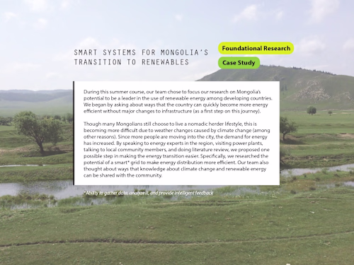 Smart Systems for Mongolia's Transition to Renewables