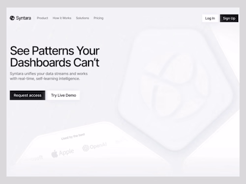 Syntara landing page