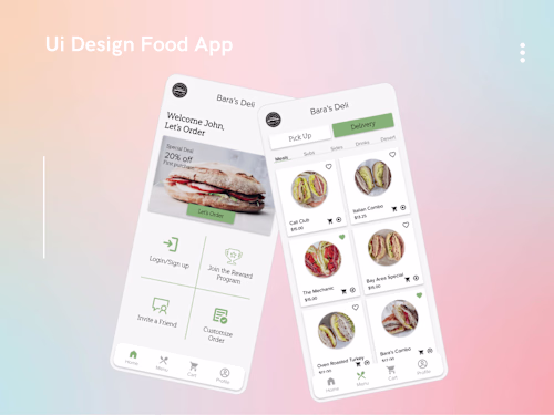 A mobile app redesign of a local sandwich shop