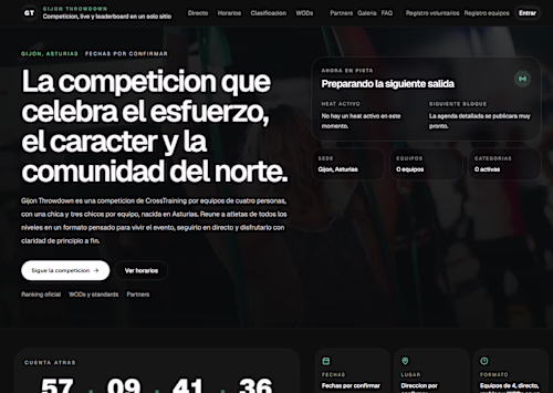 Crossfit competition website. Admin panel,