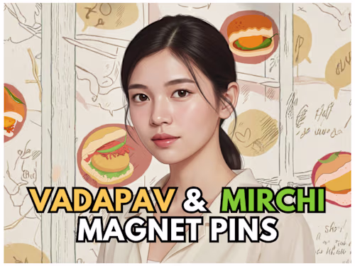 Custom Magnet Pin Designs - Vadapav & Mirchi