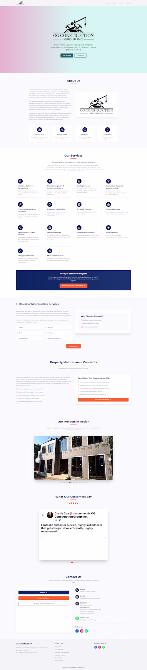 Modern Website Development for OG Construction Group