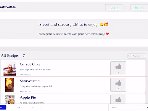 Web App for a fast food restaurant