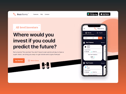 Landing page we did for a fintech start up leveraging AI to ...