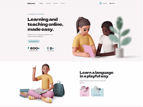 A Cartoony Website Design with illustrations