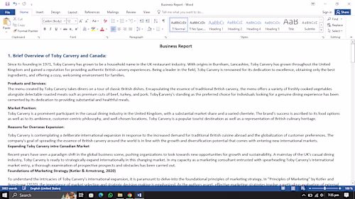 Toby Carvery's Canadian Market Entry Report