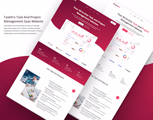 TASK AND PROJECT MANAGEMENT SAAS LANDING PAGE on Behance