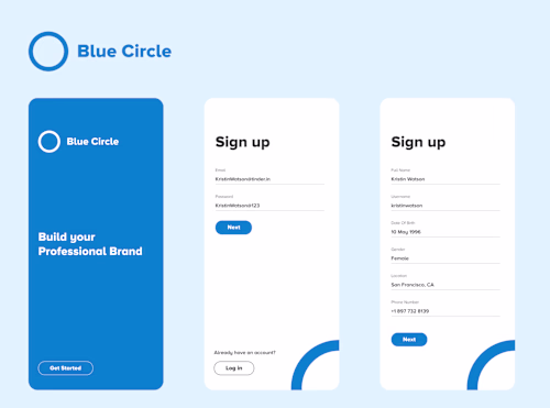 Blue Circle Sign up/Log in
