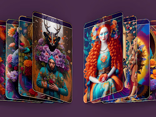 Tarot Oracle Card deck set illustration