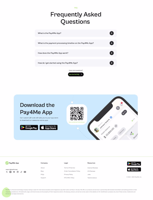Pay4me App Landing Page Redesign