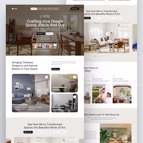 Landing page design for Panto (an interior decoration company)