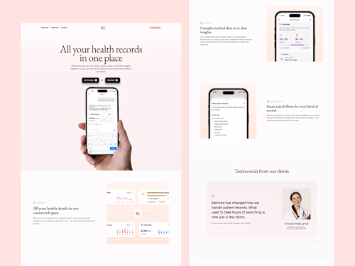 Memora App -Landing Page Design and Framer Development