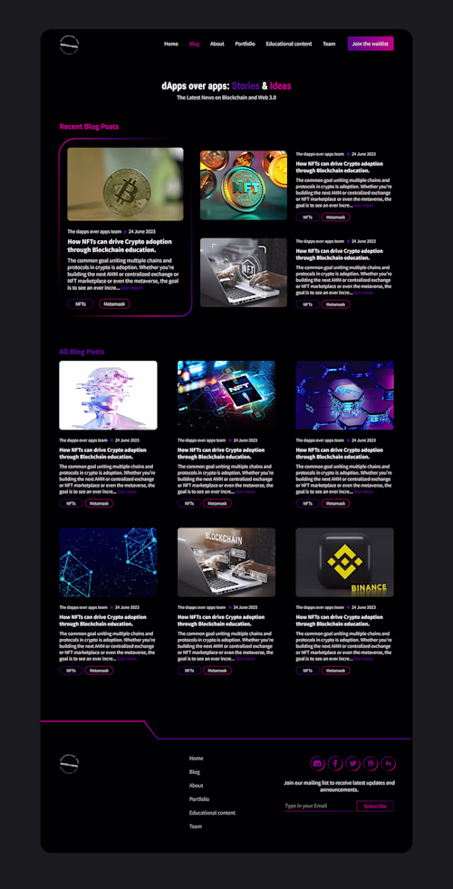 dApps over apps Blog page on Behance