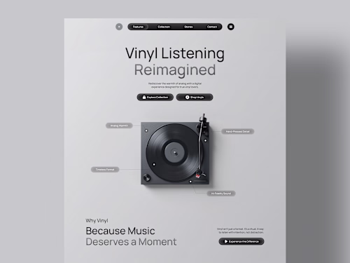 Vinyl Listening – Landing Page Concept