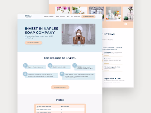 Investor-Focused Landing Page Design for Naples Soap Company