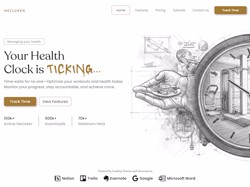 Website Landing Page for Hecloker Health Fitness
