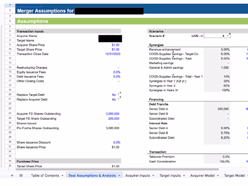 M&A Financial Model