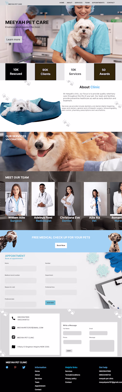 PET CARE WEB DESIGN