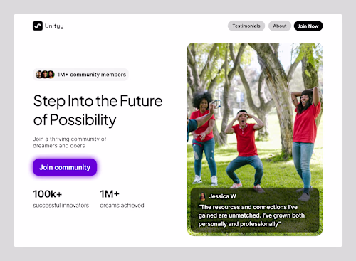 Unityy: Community Website Hero Section Design