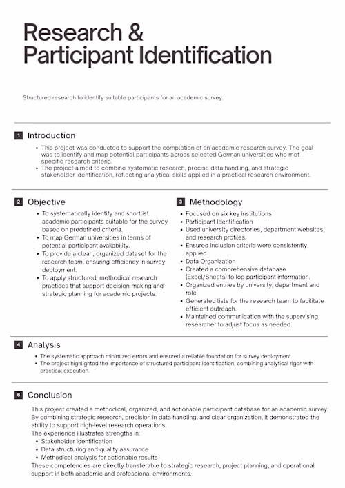 Research & Participant Identification Supported a PhD candid...