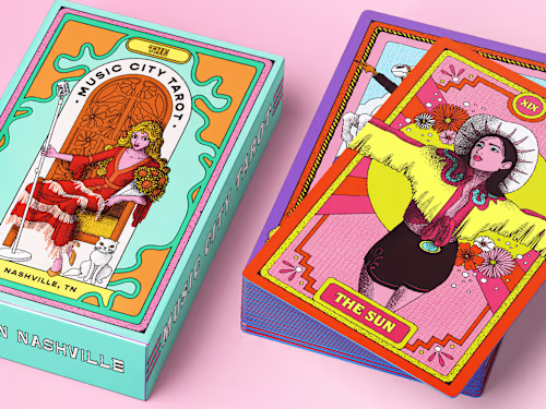 Nashville-Themed Tarot Deck Illustration + Packaging Design