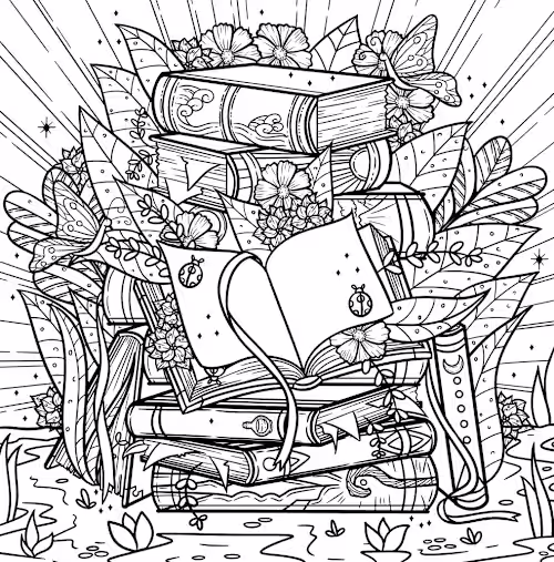 Book Theme Coloring Page