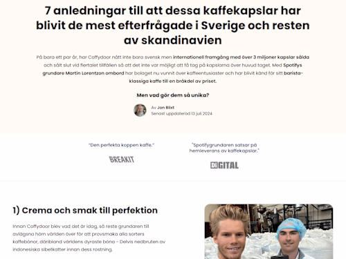 Coffydoor Listicle Page Development