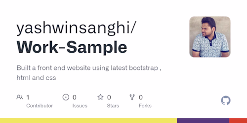 GitHub - yashwinsanghi/Work-Sample: Built a front end website u…