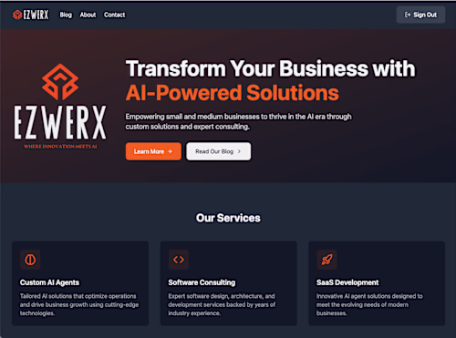 AI-Powered Marketing Site for ezwerx.ai