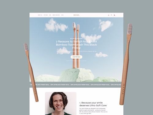 Eco-friendly eCommerce Landing Page Design for BAMA