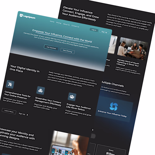 Landing page to help brands and creators elevate their influence