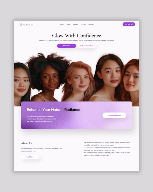 Glowvera is a beauty brand website built to embody confidenc...
