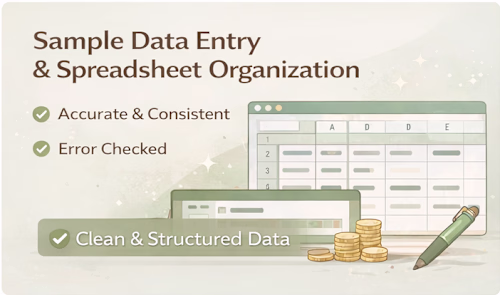 Sample work demonstrating accurate data entry and data clean...