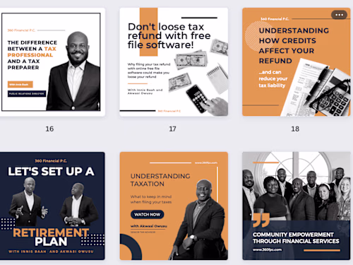 A professional IG feed for a Financial company