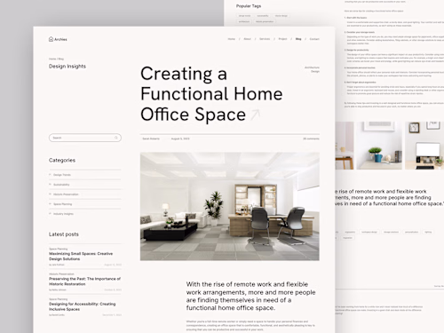 Minimalist Architecture & Interior Website Design UI